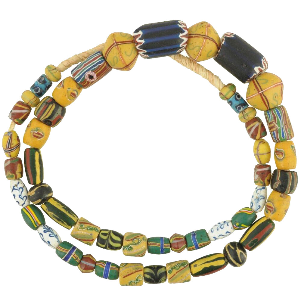 African Trade Antique Beads Venetian Old Lampwork Glass Fancy King Eye Chevron