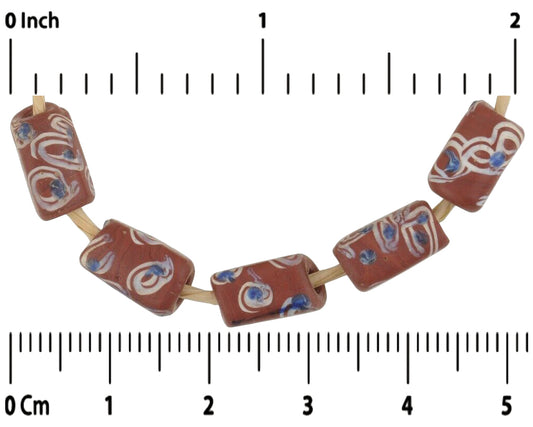 Antique Rectangular Brick Eye Fancy Venetian Wound Glass Trade Beads - alternate view