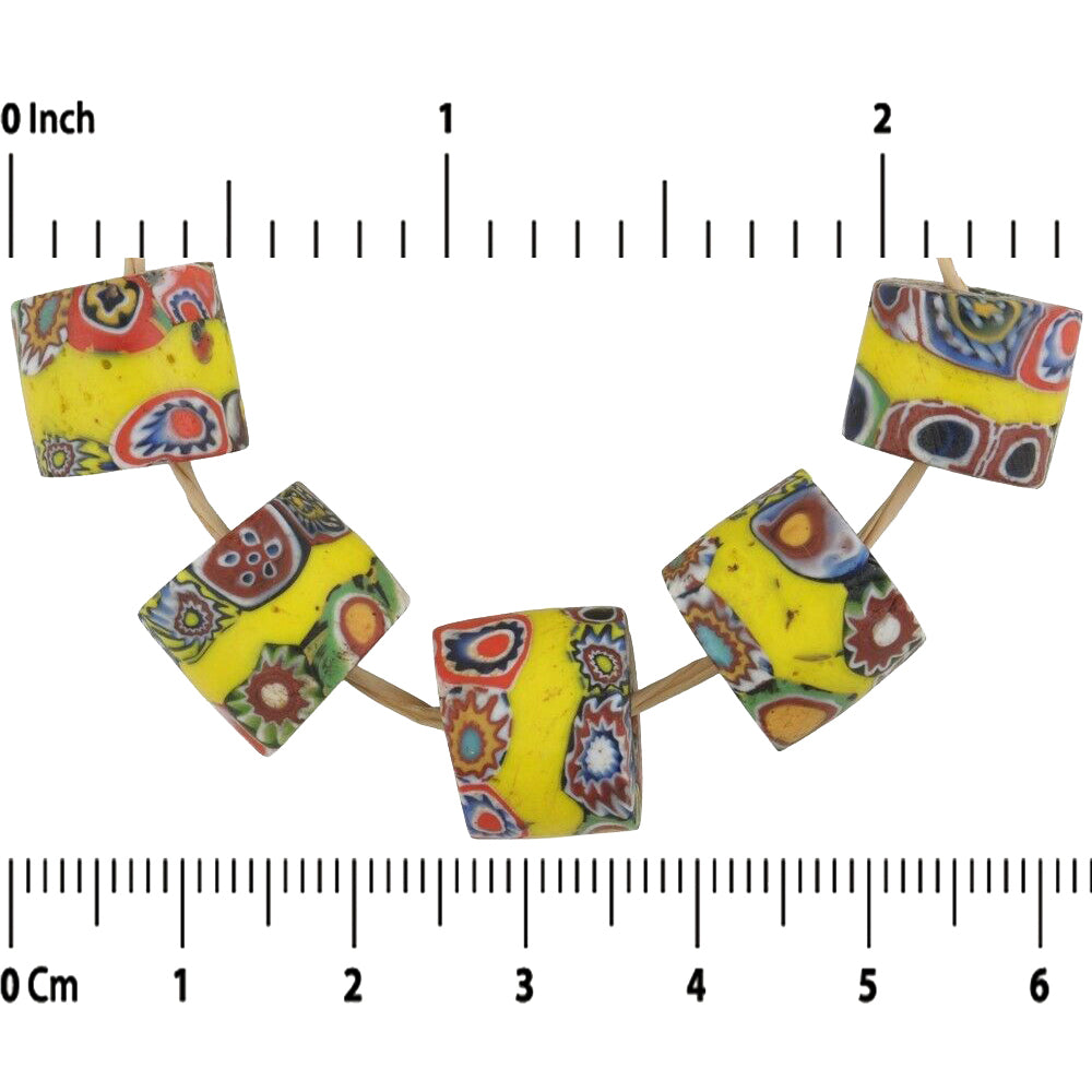 Rare Banded Multimurrine Antique Venetian Millefiori Beads - close-up