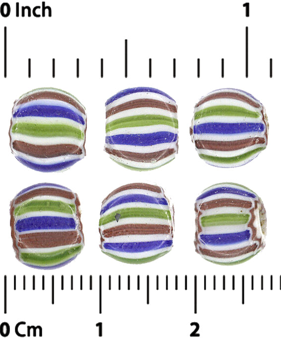 Old Tabular 4 Layers Chevron Venetian Glass Beads West African Trade Beads Ghana - alternate view