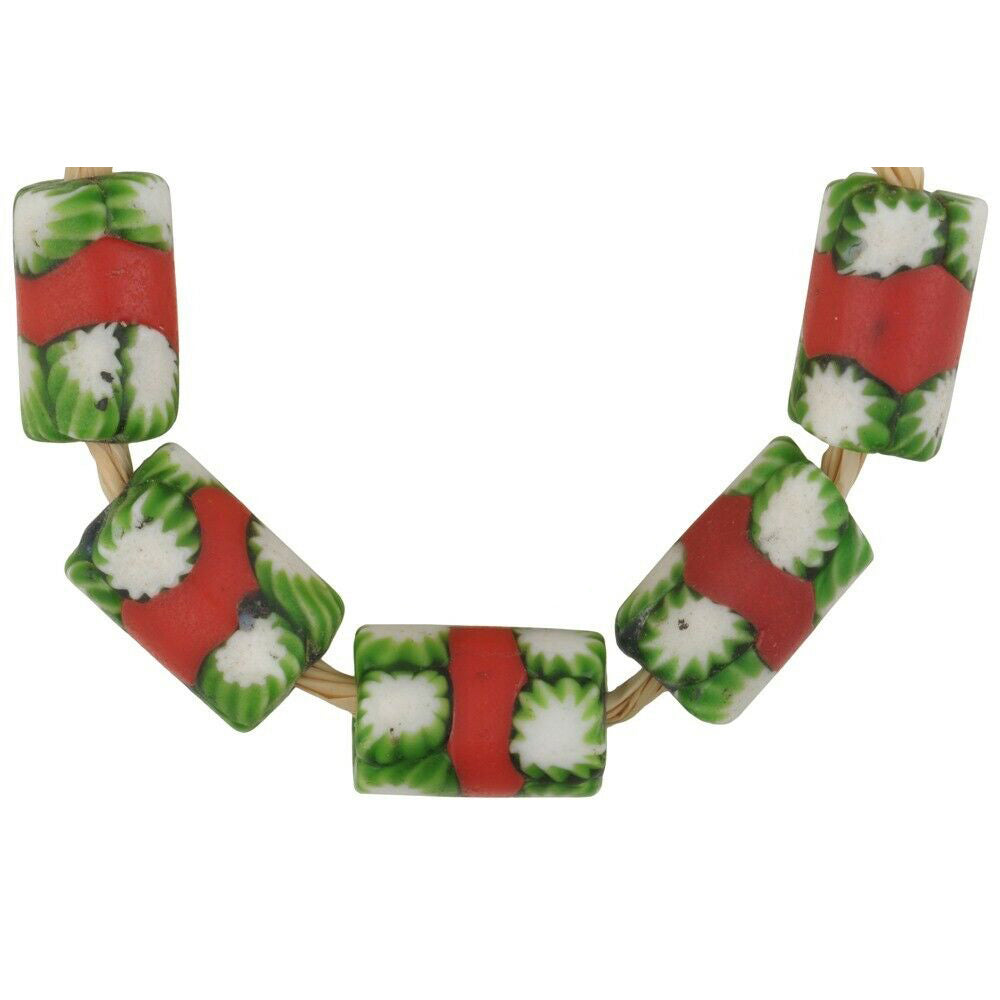 Old Red Banded Venetian Millefiori Mosaic African Trade Beads