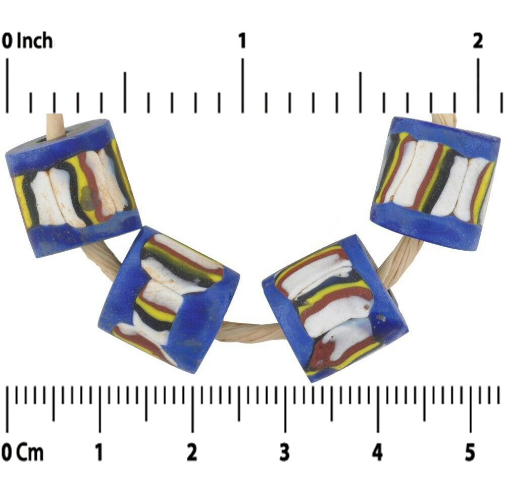 Rare Antique Venetian Millefiori African Trade Beads, 12Mm - close-up