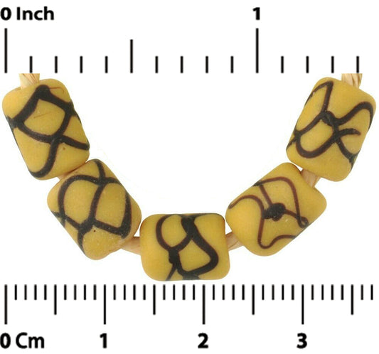 Antique Yellow "Rattle Snake" Venetian Lampwork Trade Beads - alternate view