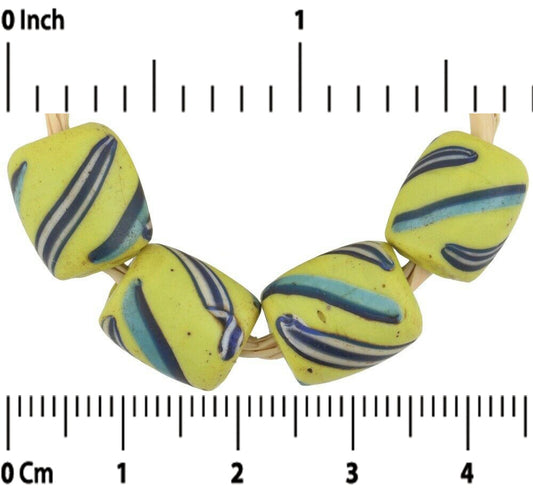 Antique Green Fancy Swirl Venetian Lampwork Trade Beads 12Mm - alternate view