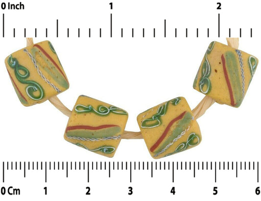 Antique Fancy Venetian Lampwork Beads With Trail Decoration - zoomed-in detail