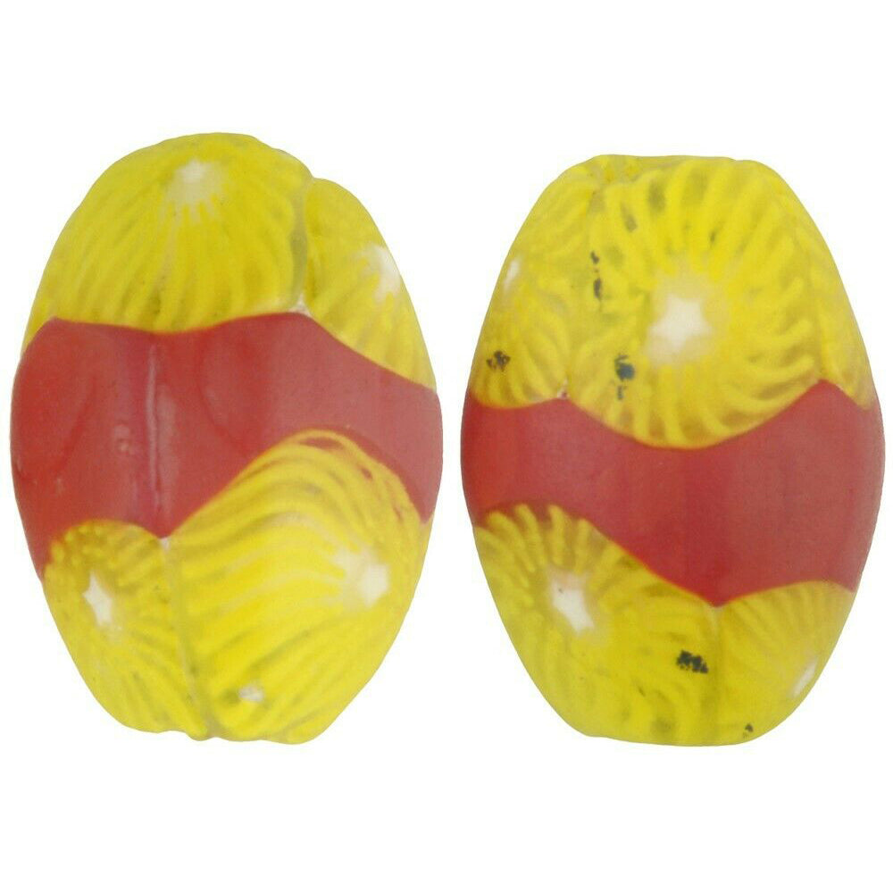 Antique Red Banded Oval Millefiori Venetian Mosaic Glass Trade Beads - close-up