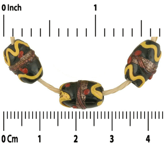 Antique Black Wedding Cake Lampwork Venetian Trade Beads - alternate view