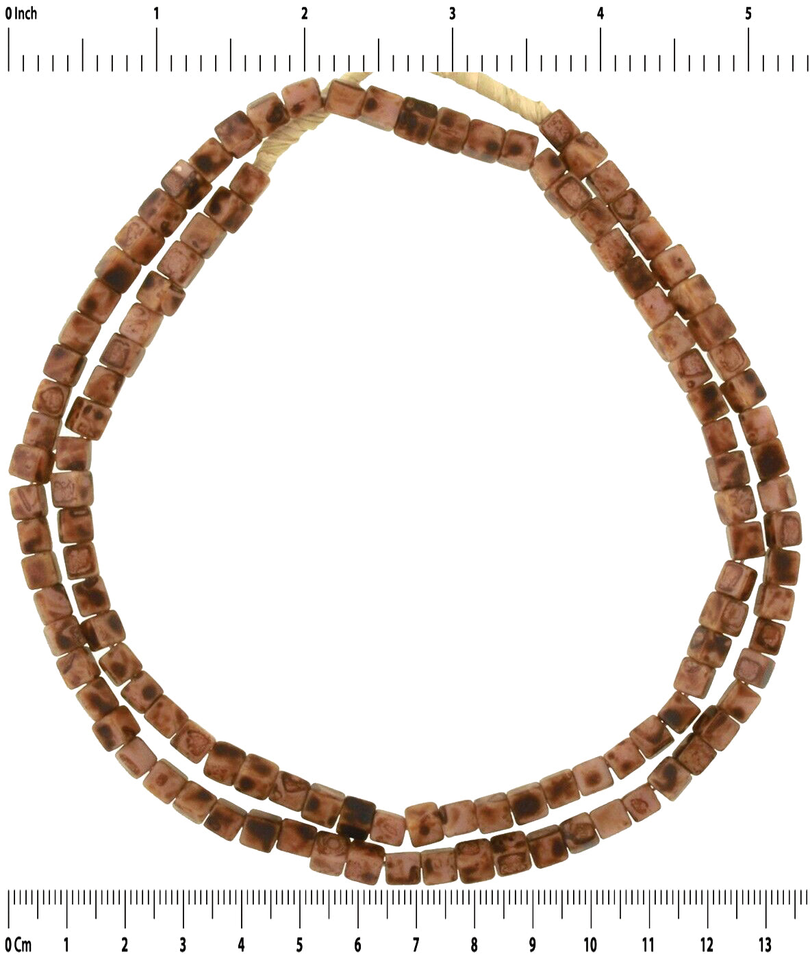 Old Czech Cube Glass Trade Beads - Vintage Bohemian African Strand - close-up
