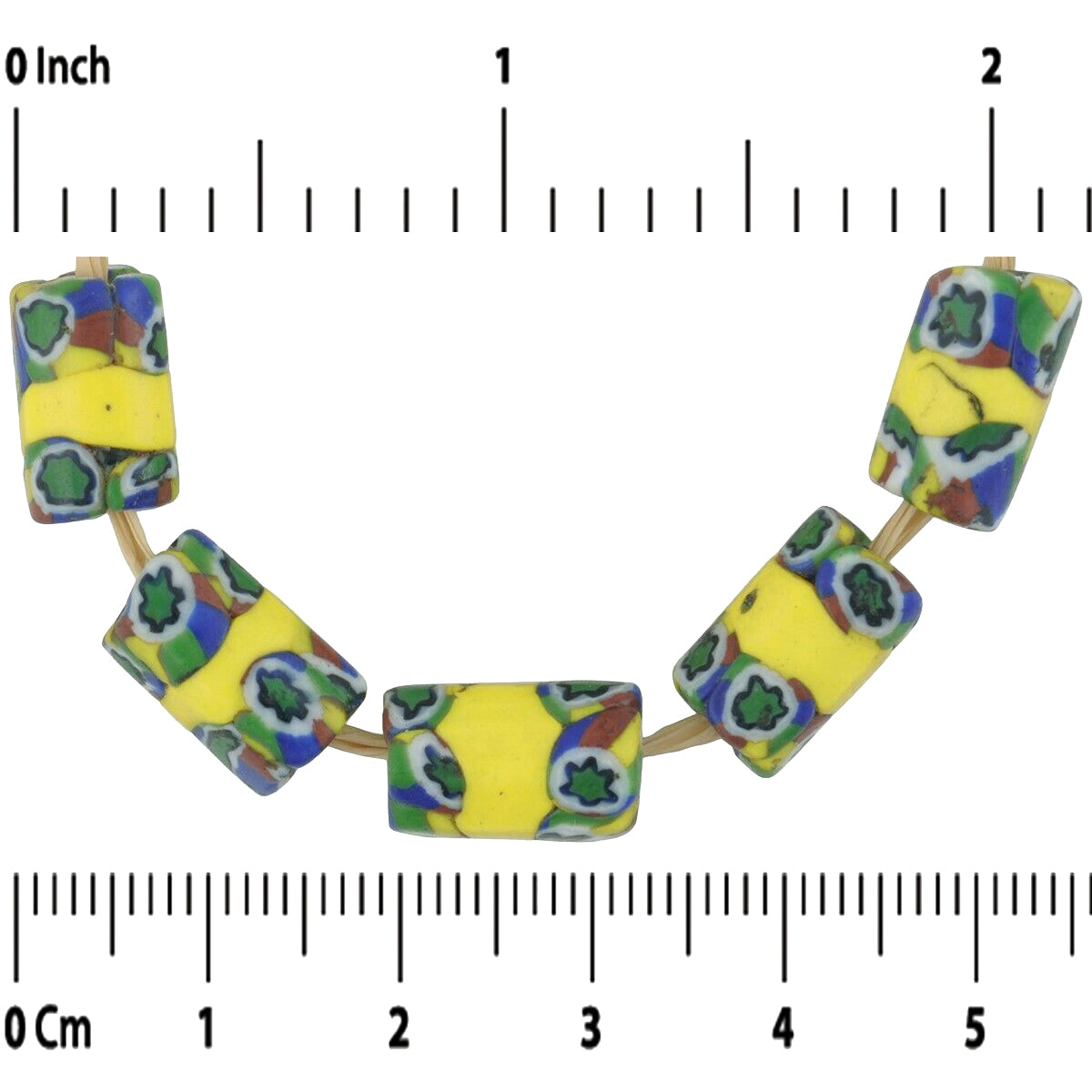 Antique Banded Venetian Millefiori African Trade Beads - close-up