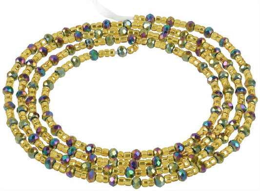 Tie on Iridescent Gold-Lined African Waist Beads – Handmade Body Jewelry