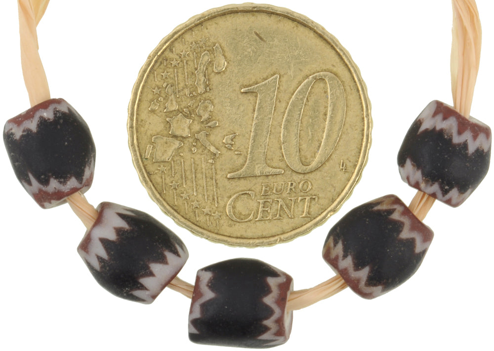 Rare Black 4 Layer Chevron Beads | Antique Venetian Trade Set - close-up