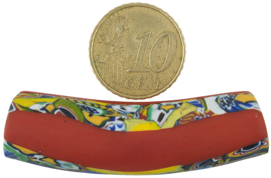 Rare Large Antique Elbow Venetian Millefiori Trade Bead With Trail Decoration - alternate view