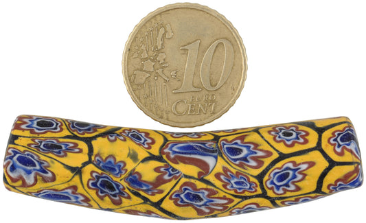 Antique Venetian Millefiori Mosaic Elbow Trade Bead 55X13Mm - alternate view