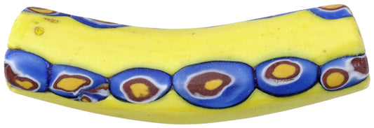 Antique Large Elbow Millefiori Venetian Mosaic Glass Trade Bead 50X13Mm - alternate view