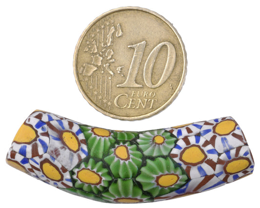 Rare Antique Elbow Millefiori Venetian Mosaic Glass Trade Bead - 42Mm - alternate view