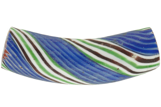 Rare Antique Elbow Millefiori Venetian Mosaic Glass Trade Bead, 38X9Mm - alternate view