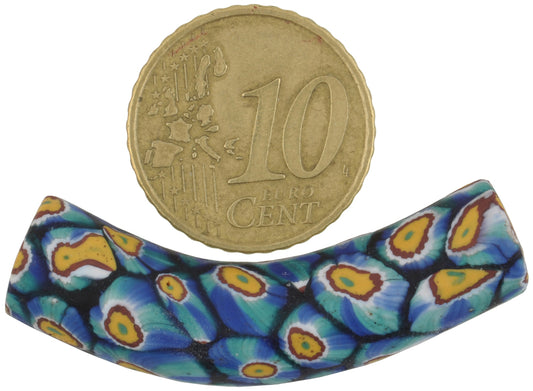 Rare Antique Elbow Venetian Millefiori Mosaic Trade Bead - 40 X 9Mm - alternate view