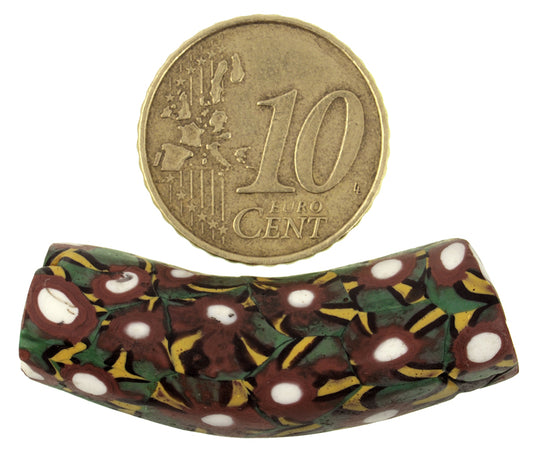 Rare Antique Venetian Elbow Millefiori Mosaic Glass Trade Bead, 38 X 12 Mm - alternate view