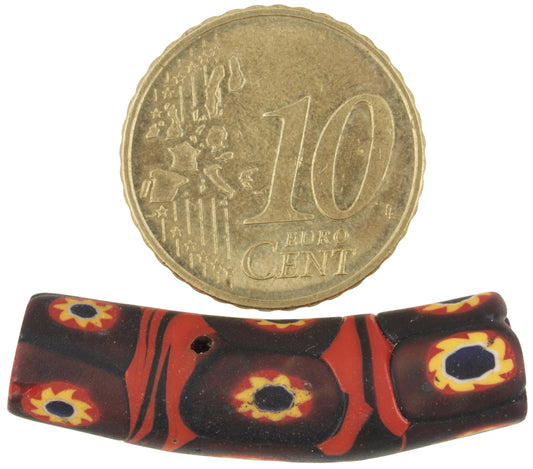 Rare Antique Red Elbow Millefiori Venetian Mosaic Glass Trade Bead - alternate view