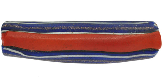 Rare Antique Red Elbow Millefiori Venetian Trade Bead, 58X14Mm - alternate view