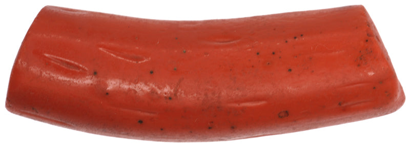 Rare Red Elbow Venetian Lampwork Trade Bead Imitating Red Coral, 48Mm - close-up
