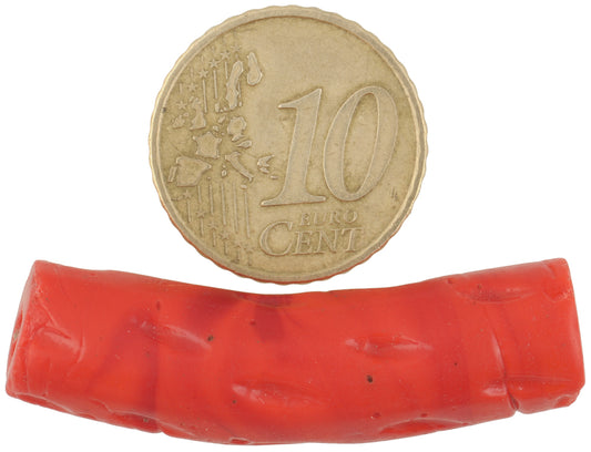 Rare Red Elbow Antique Venetian Glass Trade Bead Imitating Coral - alternate view