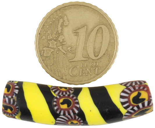 Rare Antique "Murano Bird" Elbow Venetian Millefiori Mosaic Trade Bead, 35X8Mm - alternate view