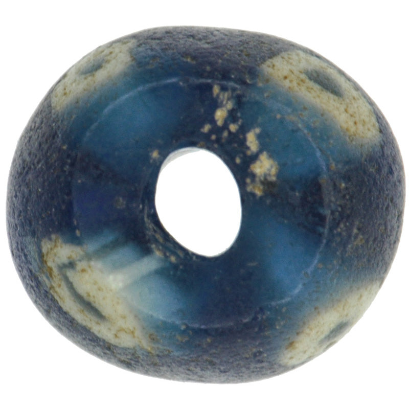 Rare Blue Islamic Mosaic Glass Bead - Fustat Egypt C.1200 Ad - close-up