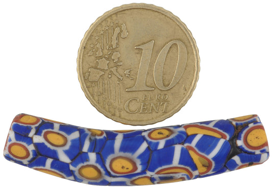 Rare Antique Venetian Elbow Millefiori Mosaic Glass Trade Bead, 42X8Mm - alternate view