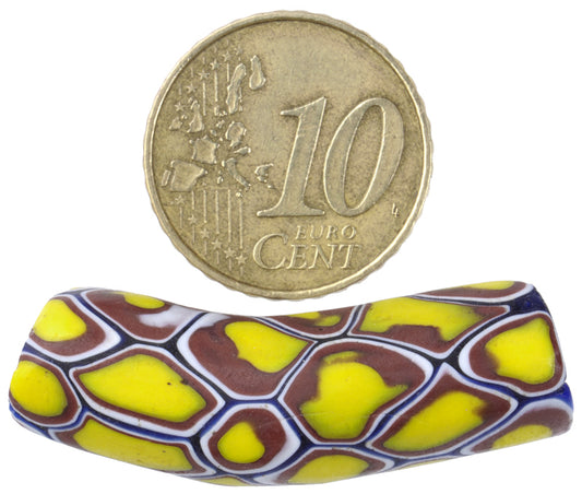 Antique Venetian Millefiori Mosaic Glass Trade Bead, 37X11Mm - alternate view