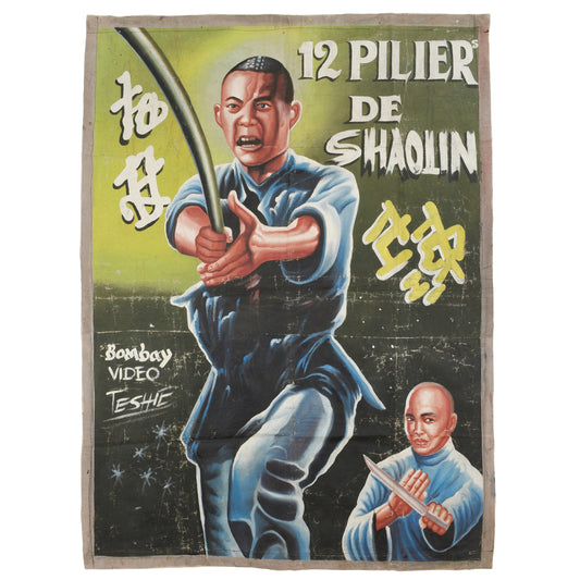 Authentic 12 Piliers De Shaolin Movie Poster - Ghana Hand-Painted
