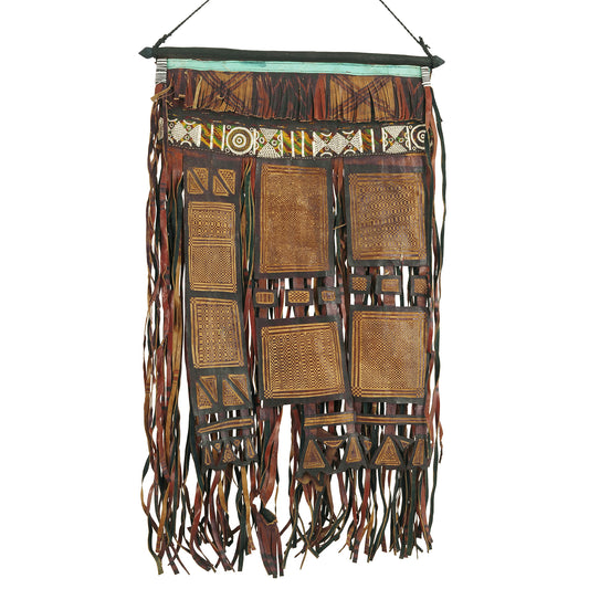 Authentic Tuareg Leather Wall Panel – Sahara Nomad Ethnic Décor

