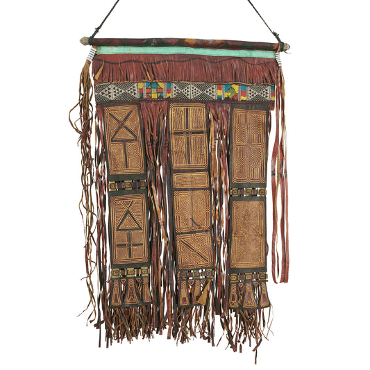Authentic Tuareg Leather Wall Panel – Sahara Nomad Ethnic Art