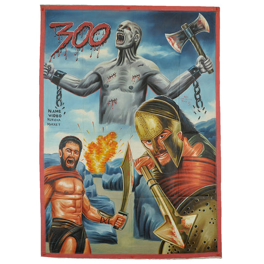 300 Epic Movie Canvas Poster Hand-Painted In Ghana - 57"X40"