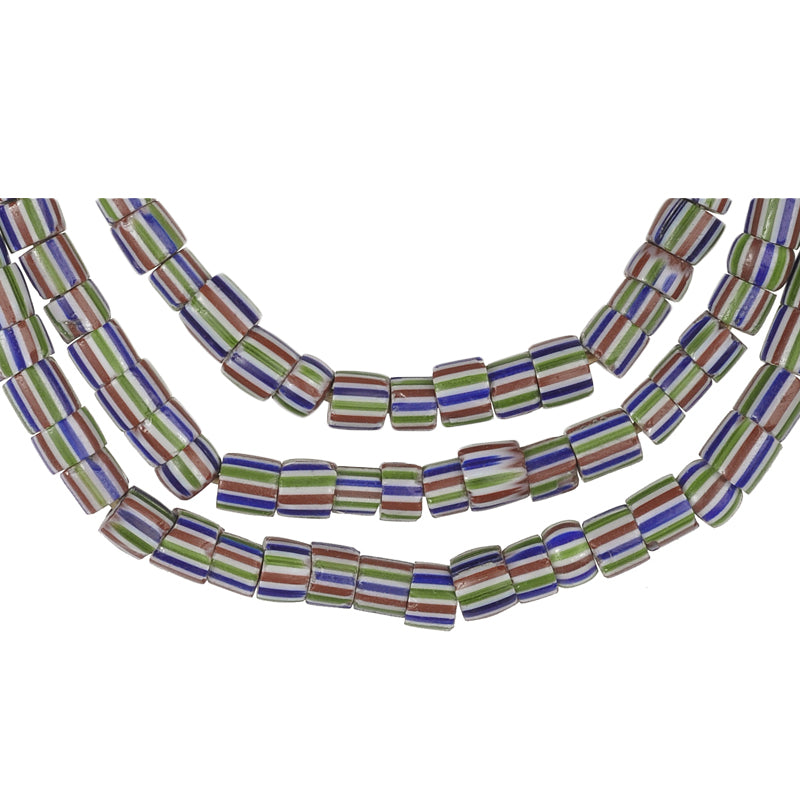 Old Matching Strand Of 4-Layer Striped Chevron Venetian Trade Beads