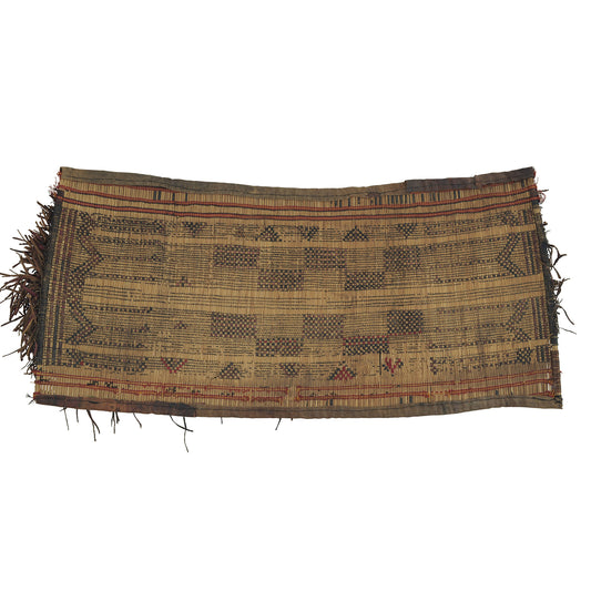 Authentic Tuareg Straw and Leather Mat – 37″×16½″ Nomad Decor