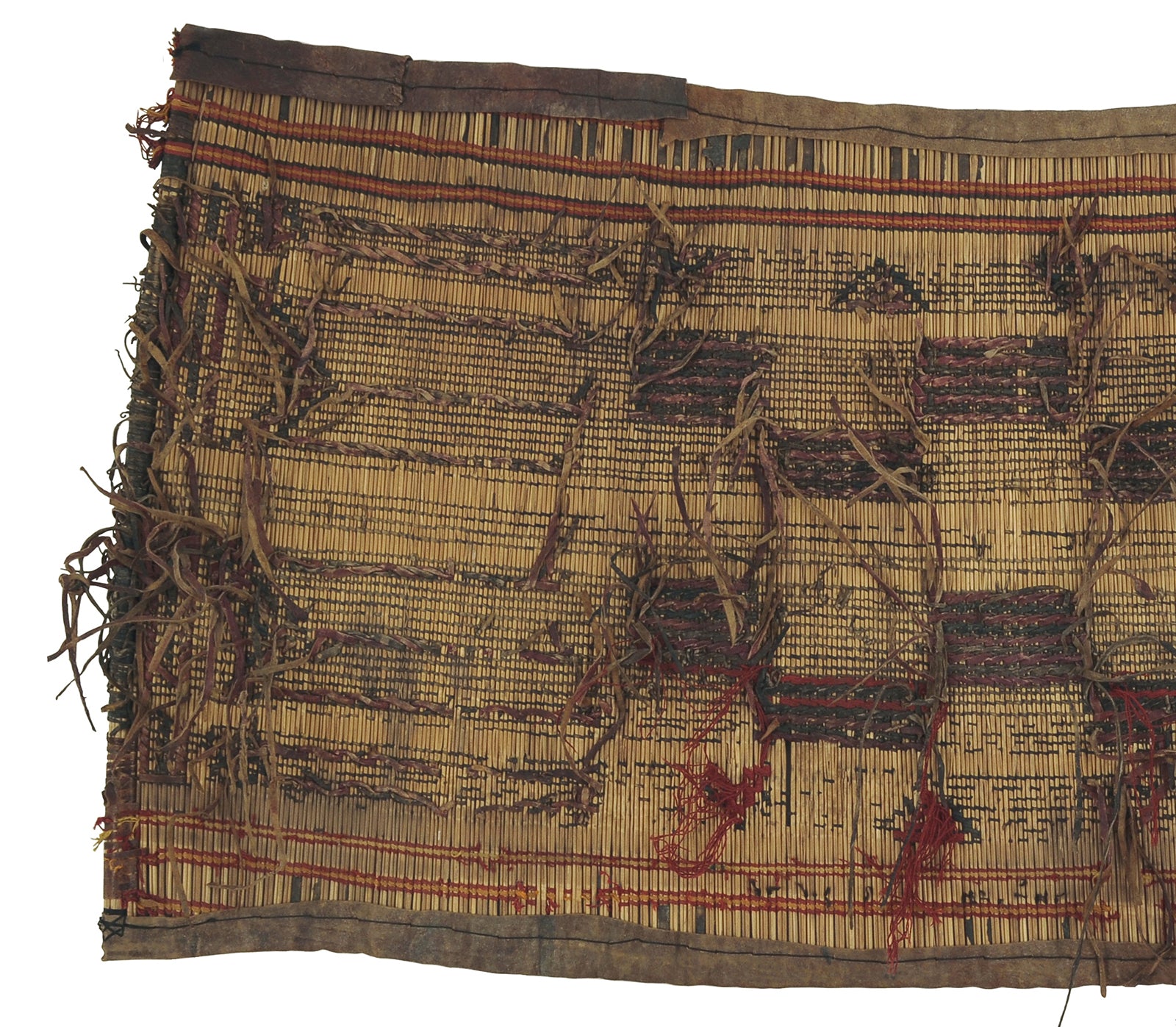 Authentic Tuareg Straw and Leather Mat – 37″×16½″ Nomad Decor