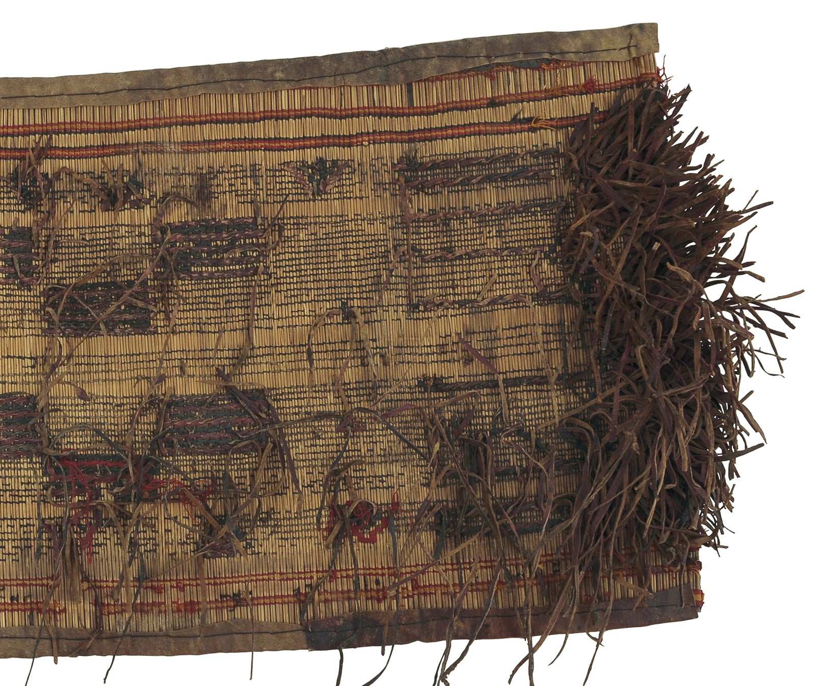 Authentic Tuareg Straw and Leather Mat – 37″×16½″ Nomad Decor