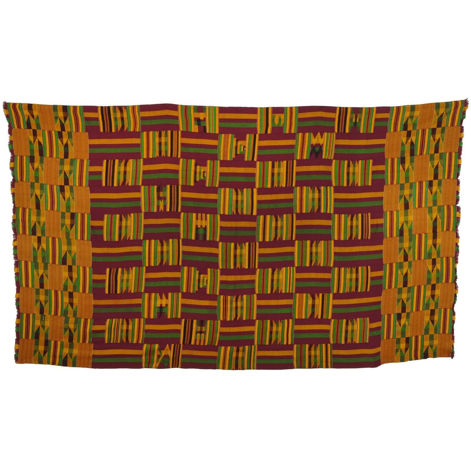 Handwoven Ashanti Kente Woman Cloth 1970s – 189×110 cm Vintage Ghana