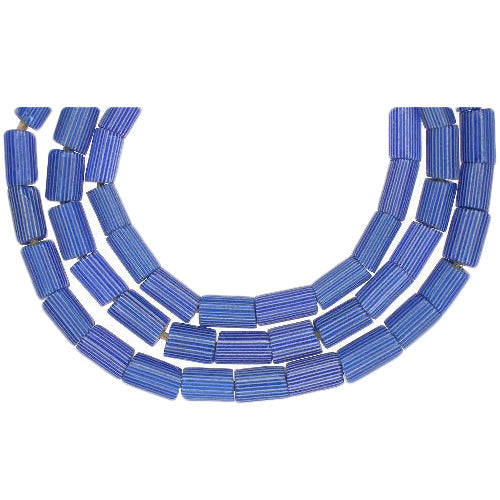 Blue 6-Layer Gooseberry Chevron Beads - Antique Venetian Strand