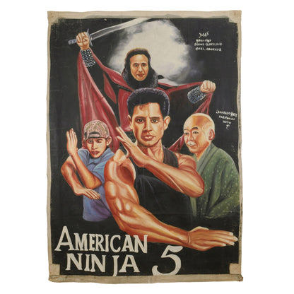 American Ninja 5 Movie Poster - Authentic Ghana Hand-Painted Art