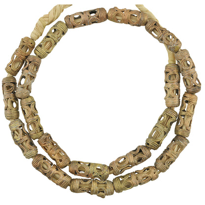 Handmade African Brass Beads Strand From Ghana - 23" Lost Wax Beads