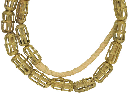 Handmade Ashanti Brass Beads Strand From Ghana - 20" - close-up