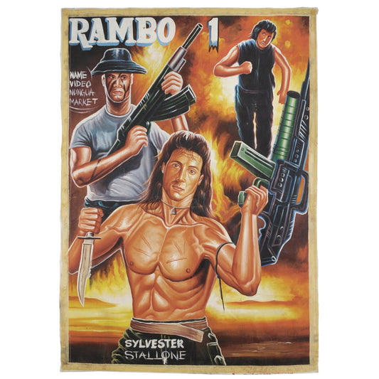 Hand-Painted 'First Blood' Rambo Movie Poster - Ghanaian Art