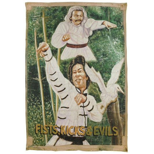 Fists Kicks Evils Movie Poster - Authentic Hand-Painted Art From Ghana