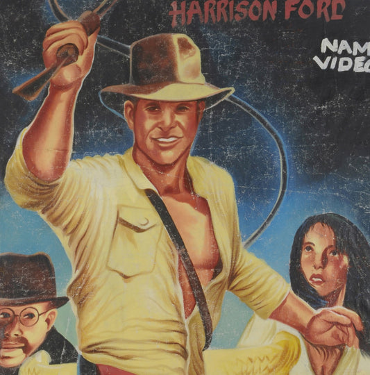 Authentic Indiana Jones Ghanaian Hand-Painted Movie Poster Art - alternate view