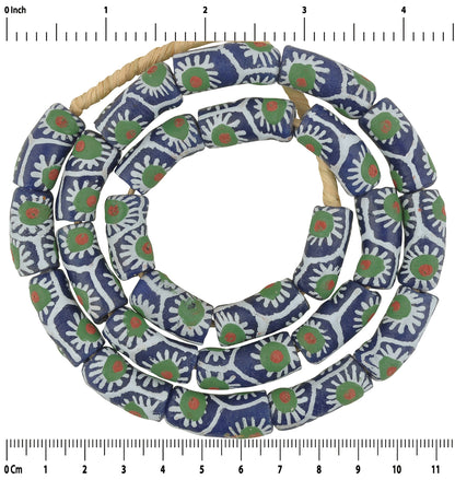 Handmade Fancy African Trade Beads - 24" Krobo Glass Beads Ghana - zoomed-in detail