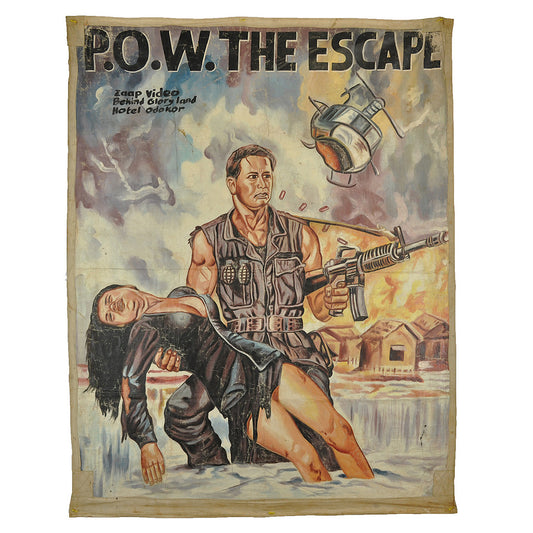 P.O.W. The Escape Movie Poster - Hand Painted Ghana Art