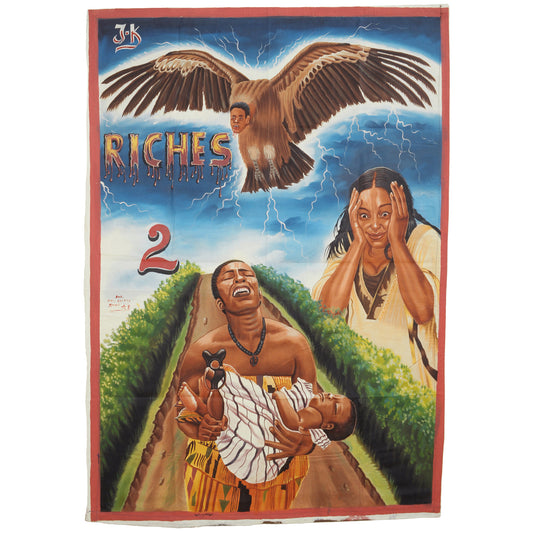 Hand-Painted Riches 2 Movie Poster - Authentic Ghanaian Cinema Art