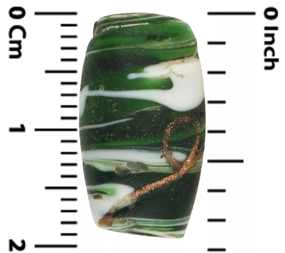 Rare Antique Floral Venetian Glass Trade Bead - 18Mm X 10Mm - close-up